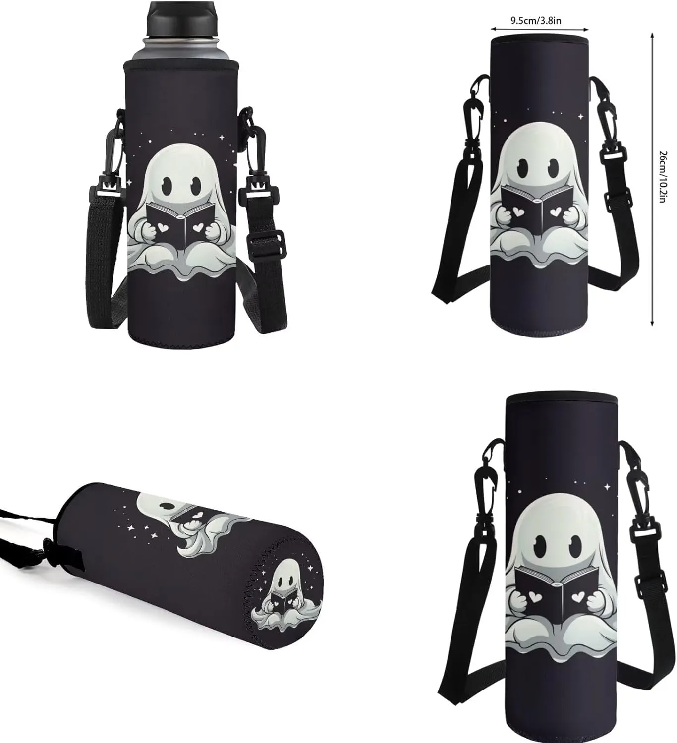 Ghost Print Backpack and Lunch Box Set Boys Kids Book Bag Multi Compartments Not Pressure Shoulder Lunch Bag Cup Cover Pencil Pounch Essentials for Preschool Students