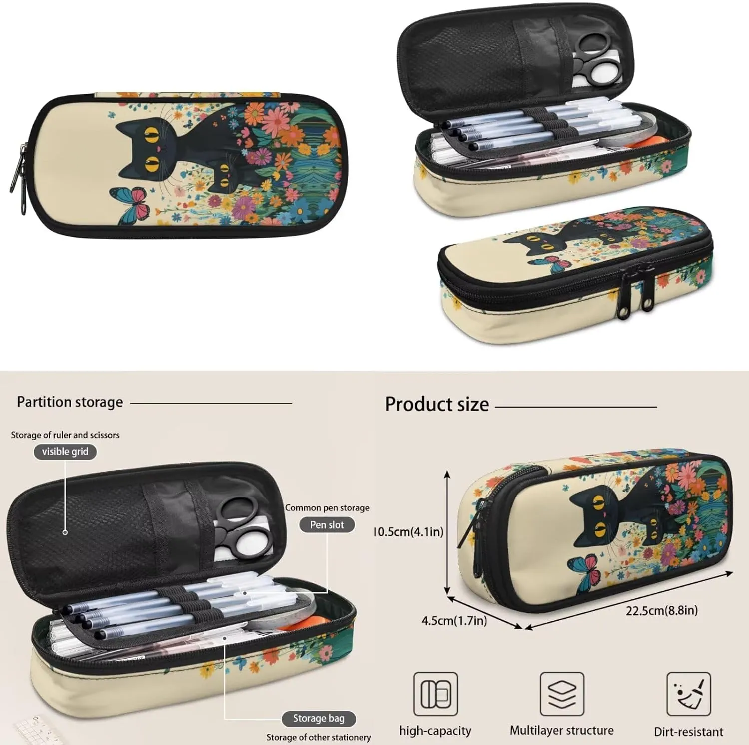 Girl Backpacks Ages 8-12 Cat Backpack and Lunch Box for Girls Butterfly Backpack Set Cute Backpack for 6th Grade Girls Bookbag for Elementary Kids Book Bag Back to School Gifts