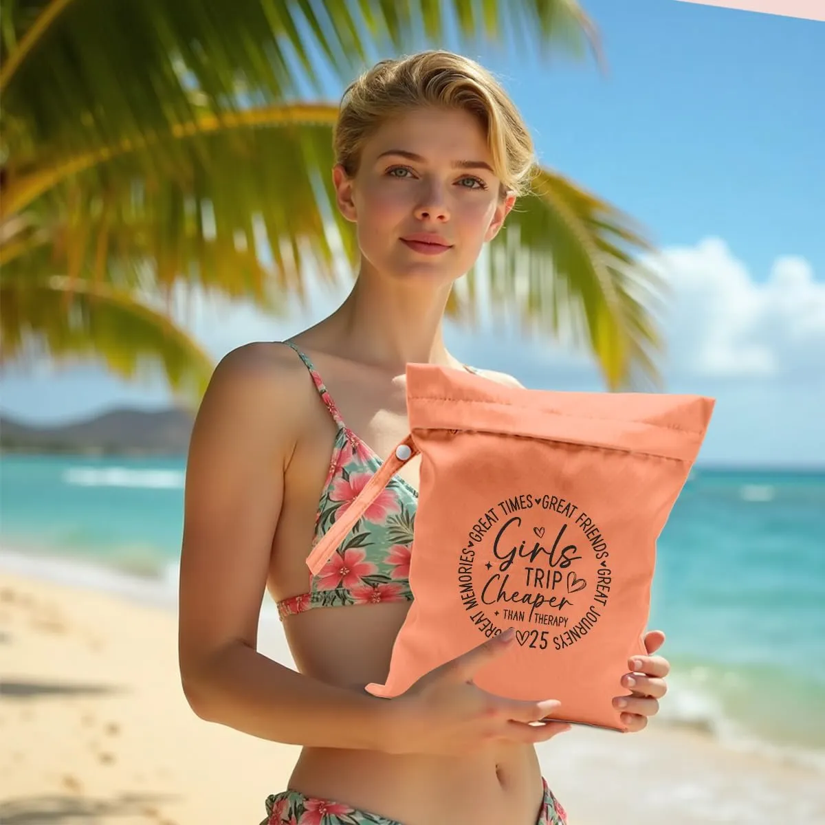 Girls Trip Gifts Wet Dry Bag, Beach Bag Wet Bag Favors, for Swimsuit Toiletry Travel Essentials For Women Aloha Bags, Beach Travel Gym Laundry bags for Dirty Diaper Swimsuit Gifts (Orange)