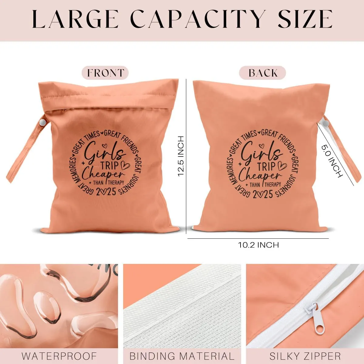 Girls Trip Gifts Wet Dry Bag, Beach Bag Wet Bag Favors, for Swimsuit Toiletry Travel Essentials For Women Aloha Bags, Beach Travel Gym Laundry bags for Dirty Diaper Swimsuit Gifts (Orange)