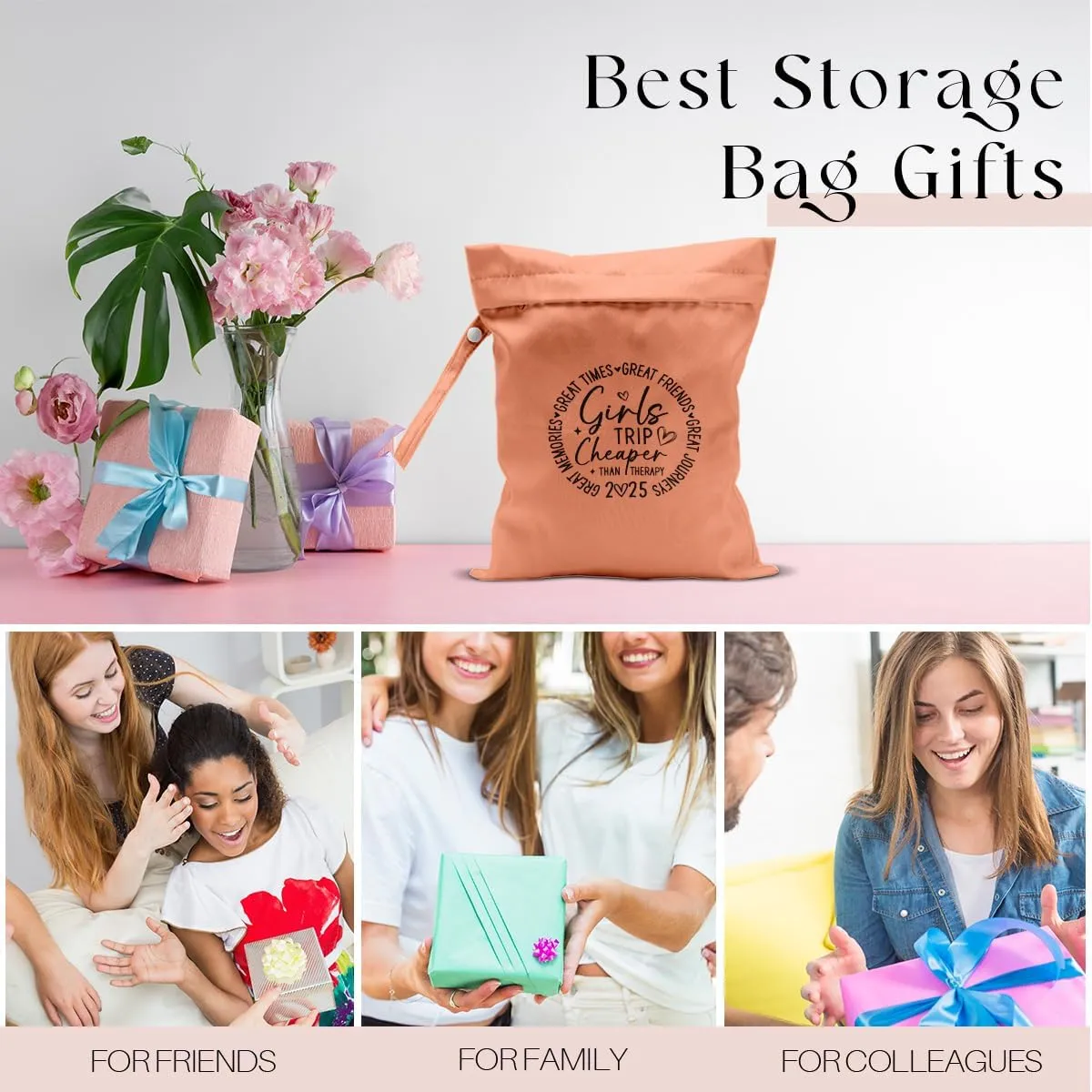 Girls Trip Gifts Wet Dry Bag, Beach Bag Wet Bag Favors, for Swimsuit Toiletry Travel Essentials For Women Aloha Bags, Beach Travel Gym Laundry bags for Dirty Diaper Swimsuit Gifts (Orange)