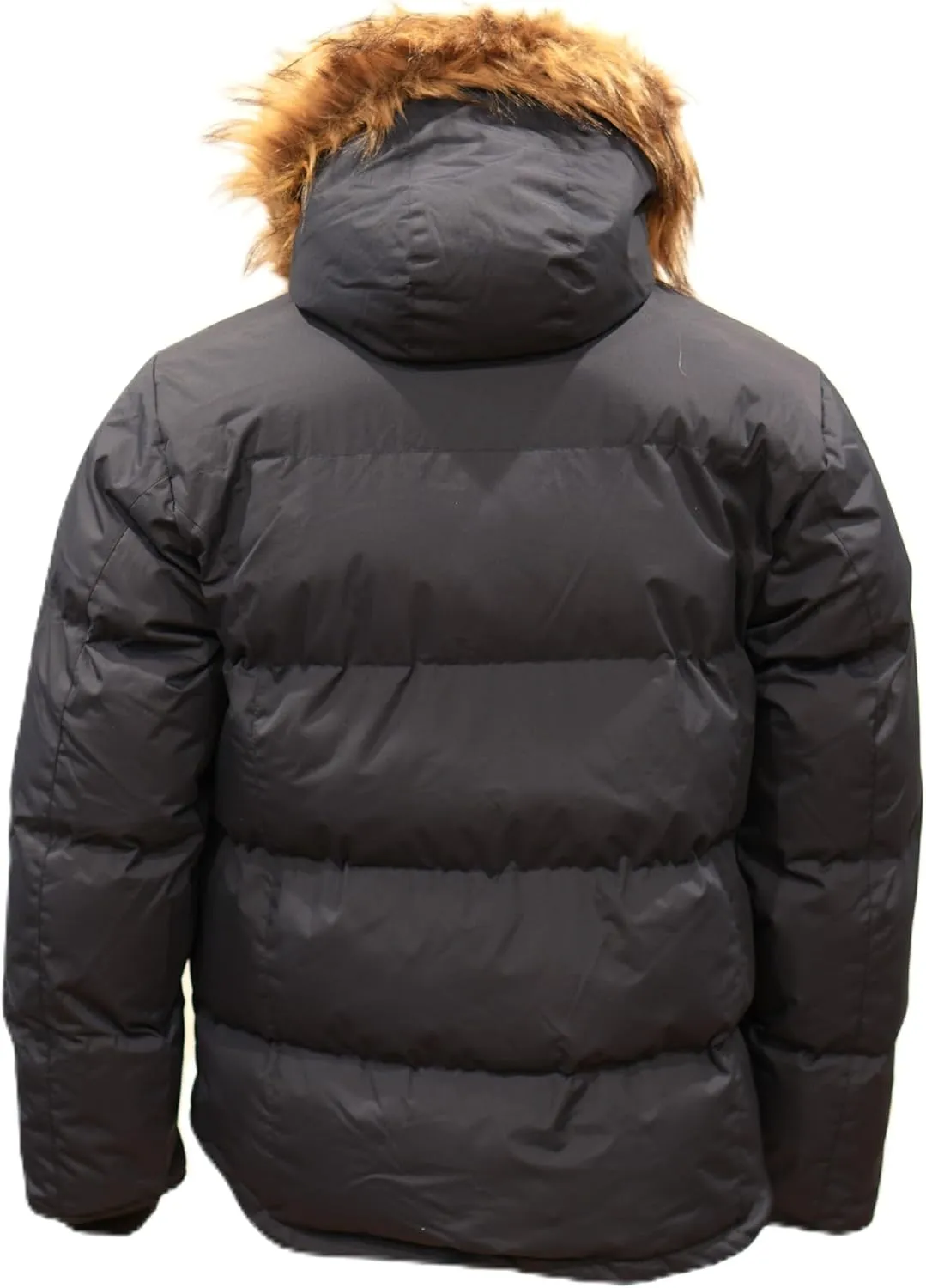 Golden Peak Men’s Puffer Jacket Waterproof Winter Coat with Snorkel Hood Faux Fur Trim Sizes S-6XL