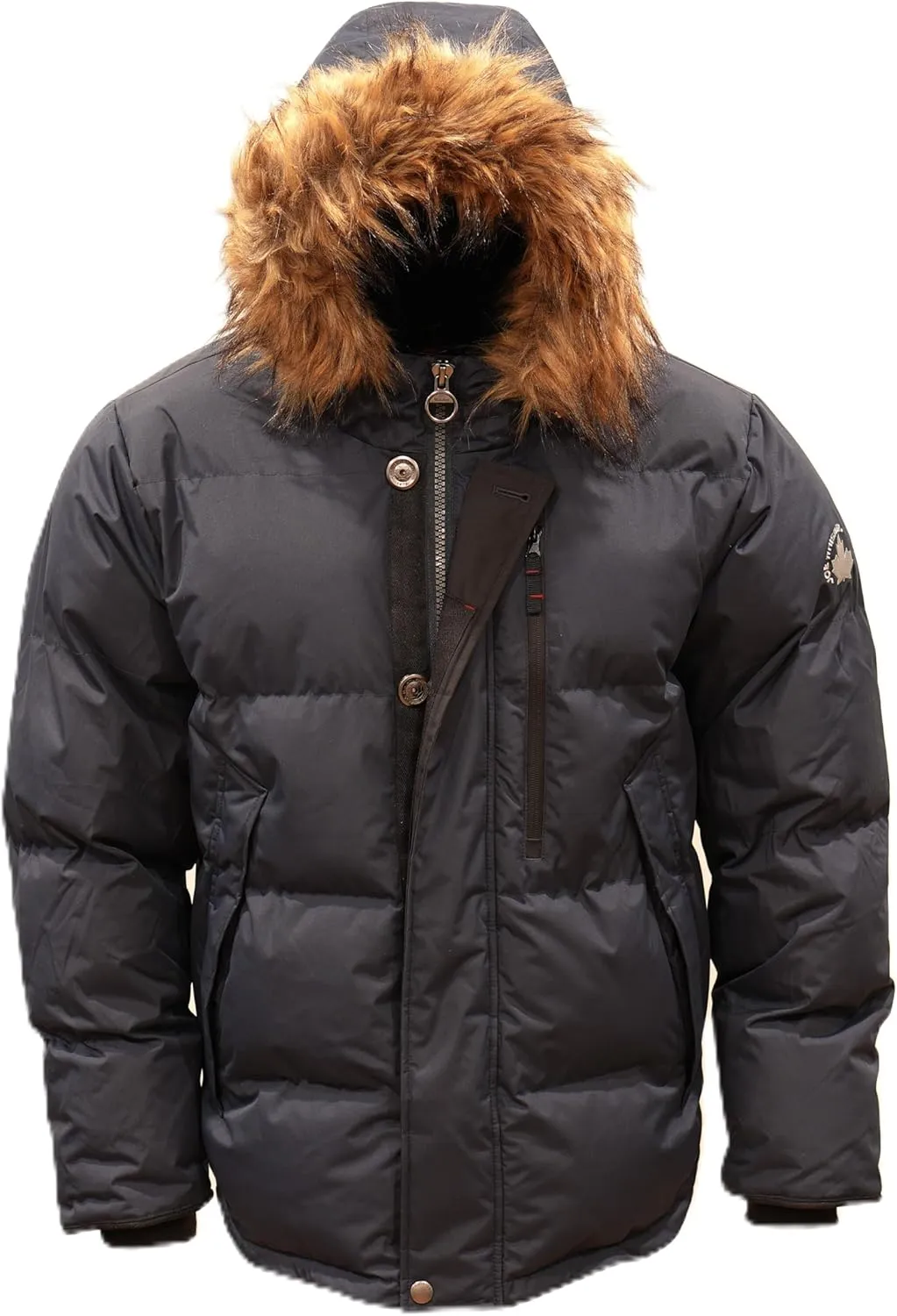 Golden Peak Men’s Puffer Jacket Waterproof Winter Coat with Snorkel Hood Faux Fur Trim Sizes S-6XL