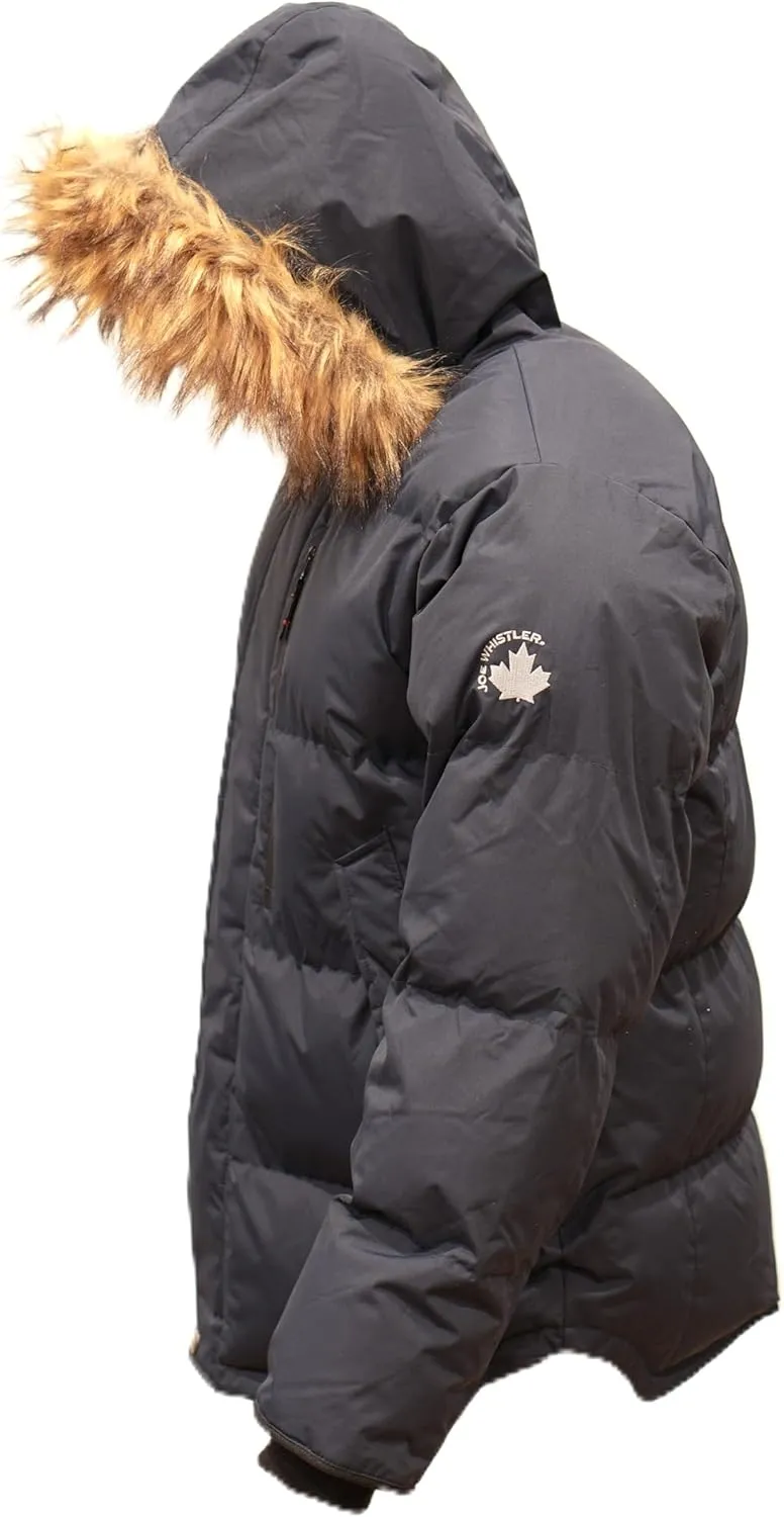 Golden Peak Men’s Puffer Jacket Waterproof Winter Coat with Snorkel Hood Faux Fur Trim Sizes S-6XL
