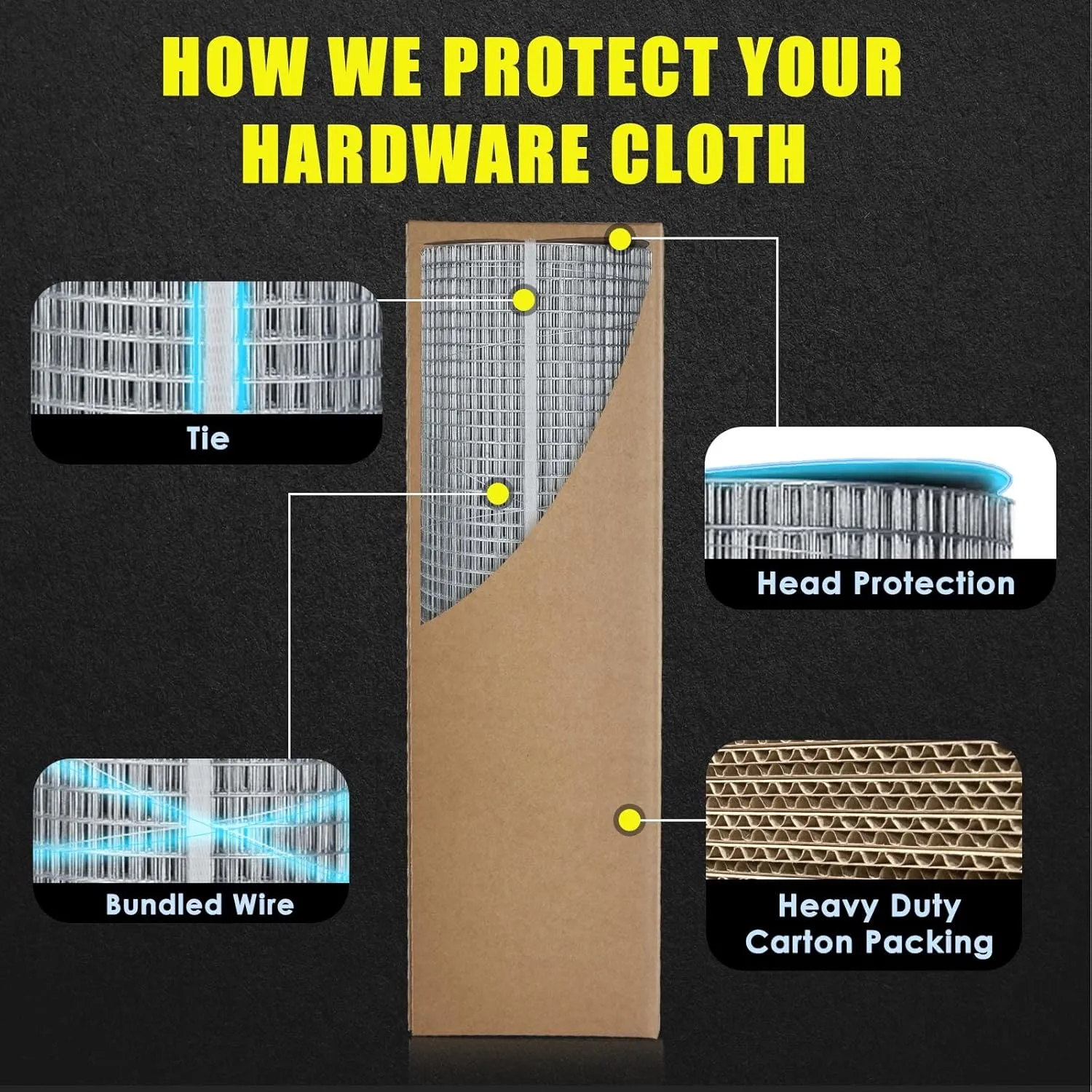 GoldPeak Hardware Cloth 1/2 inch 24in. x 50ft. 19 Gauge, Hot-dip Galvanized After Welding, Chicken Wire Fencing Snake Fencing Welded Wire Fence Roll Wire Mesh Fencing