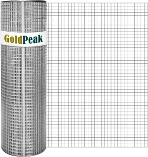 GoldPeak Hardware Cloth 1/2 inch 24in. x 50ft. 19 Gauge, Hot-dip Galvanized After Welding, Chicken Wire Fencing Snake Fencing Welded Wire Fence Roll Wire Mesh Fencing