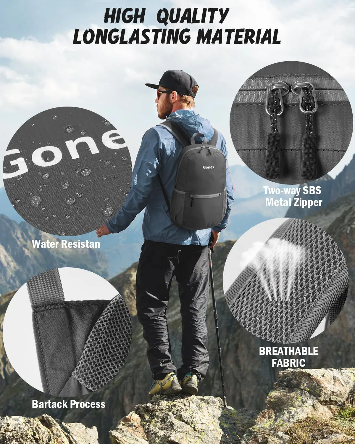 Gonex Ultra Lightweight Packable Backpack 20L Daypack Handy Foldable Camping Outdoor Travel Cycling Backpacking