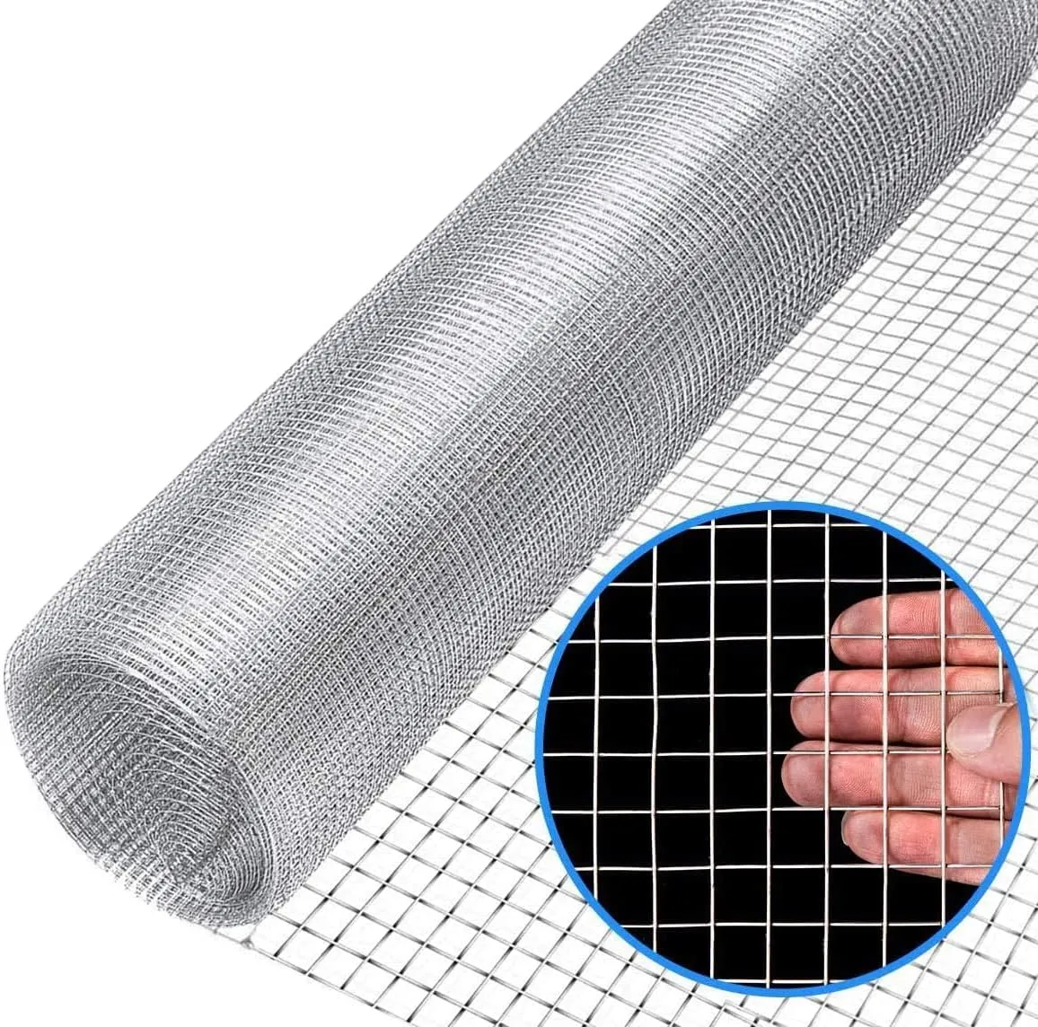 Goplus Hardware Cloth, 1/2 inch 19 Gauge Square Wire Mesh, Galvanized Metal Mesh Roll Fence, Chicken Coop Poultry Netting Garden Fence, Chicken Welded Wire Fencing (36'' x 50')