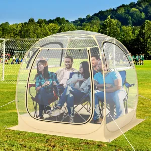 Goplus Sports Pop Up Weather Pod w/Carrying Bag, Floor Mat, Wind Rope, Stakes, Sand Bag, Outdoor Waterproof Clear View Bubble Tent for Parents Watching Events Camping, 4.2x4.2ft/6x6ft