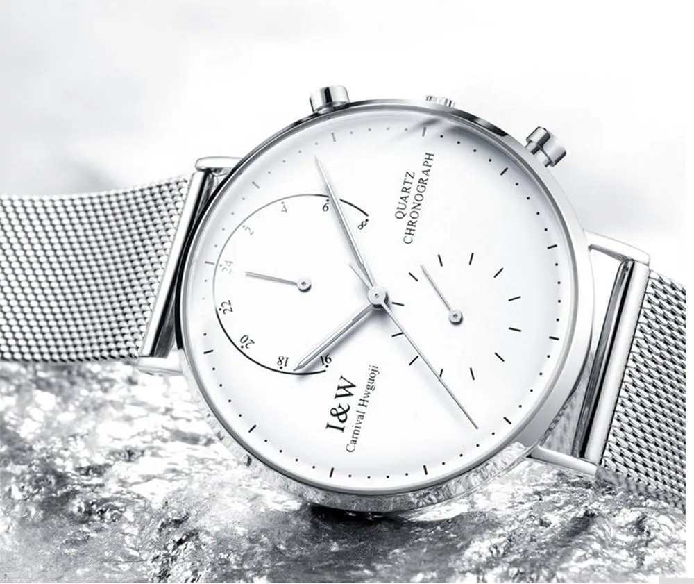 Gosasa Luxury Men's Analog Quartz Watch Display Date Stainless Waterproof Watch Fashion Dress Watches