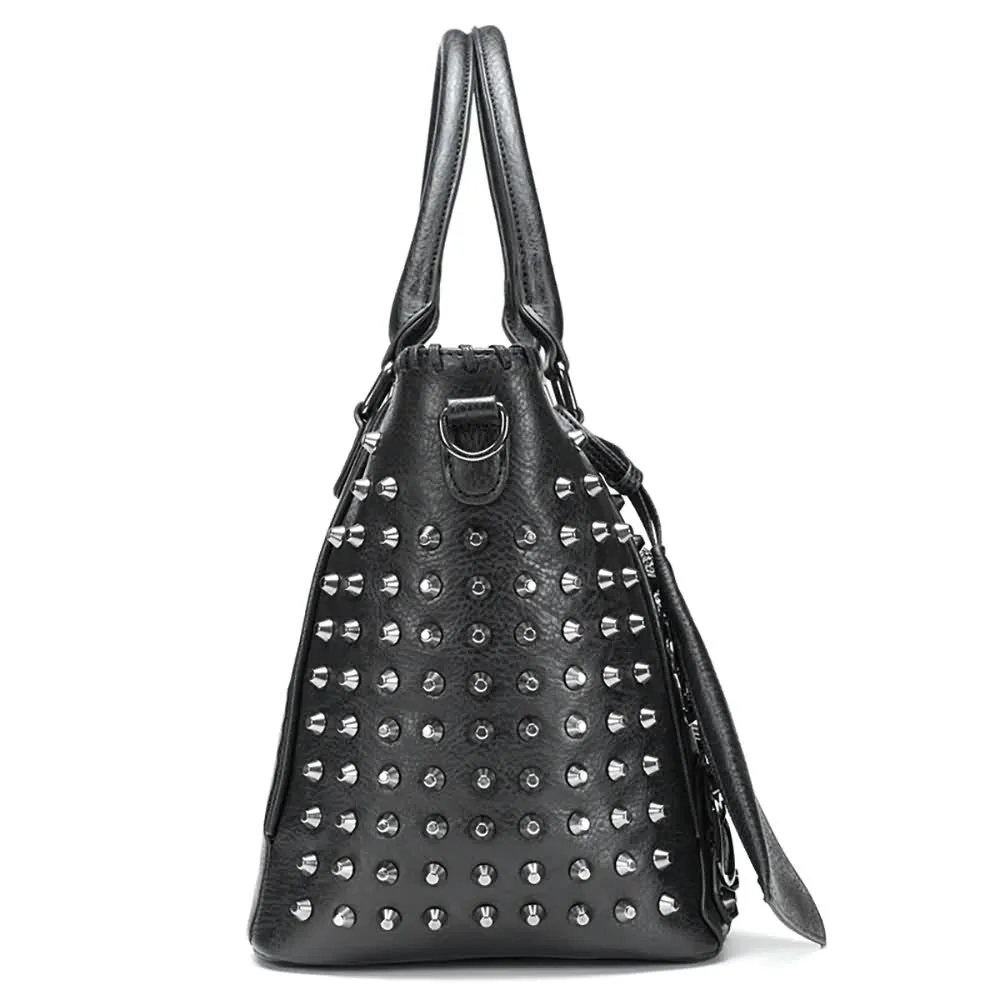 Gothic Punk Skull Studded Faux Leather Handbag