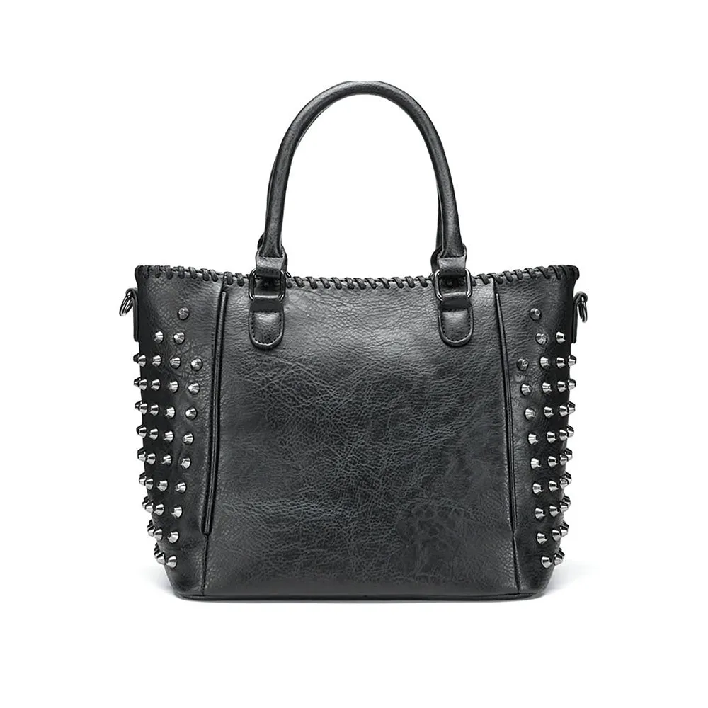 Gothic Punk Skull Studded Faux Leather Handbag