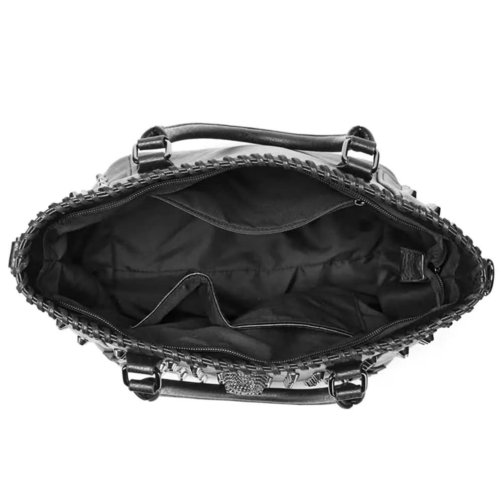 Gothic Punk Skull Studded Faux Leather Handbag