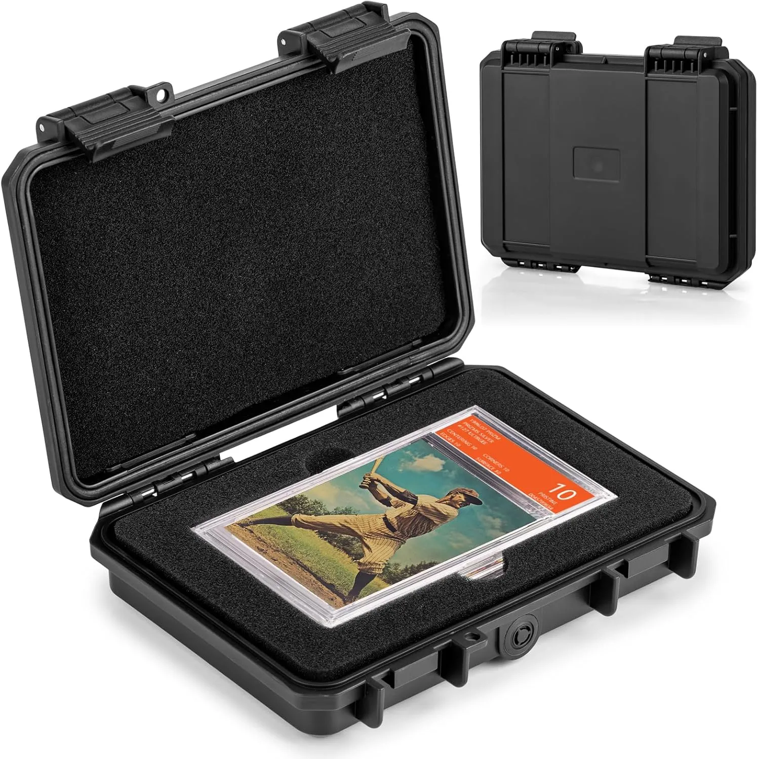 Graded Card Storage Box - Sports Trading Card Slab Case Compatible with PSA Magnetic Card Holder, Waterproof Boxes - 1 Custom Graded Cards Case Compartments, Hold up to 3 Graded Cards