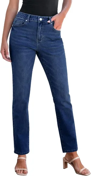 GRAPENT Straight Leg Jeans for Women High Waisted Trendy Slim Classic Stretchy Denim Work Trouser Jeans with Pockets