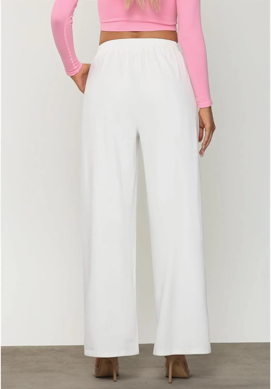 GRAPENT Wide Leg Pants Woman Pull On High Waisted Baggy Straight Leg Colored Jeans Stretch Twill Trouser Pants for Women