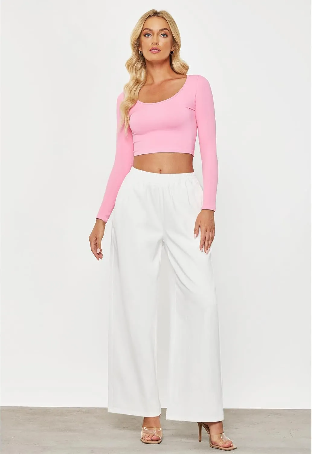 GRAPENT Wide Leg Pants Woman Pull On High Waisted Baggy Straight Leg Colored Jeans Stretch Twill Trouser Pants for Women