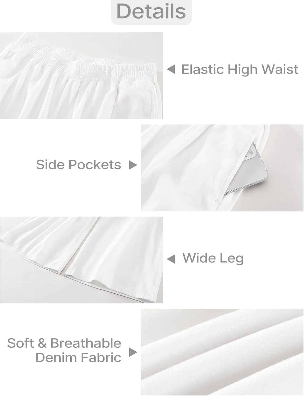 GRAPENT Wide Leg Pants Woman Pull On High Waisted Baggy Straight Leg Colored Jeans Stretch Twill Trouser Pants for Women