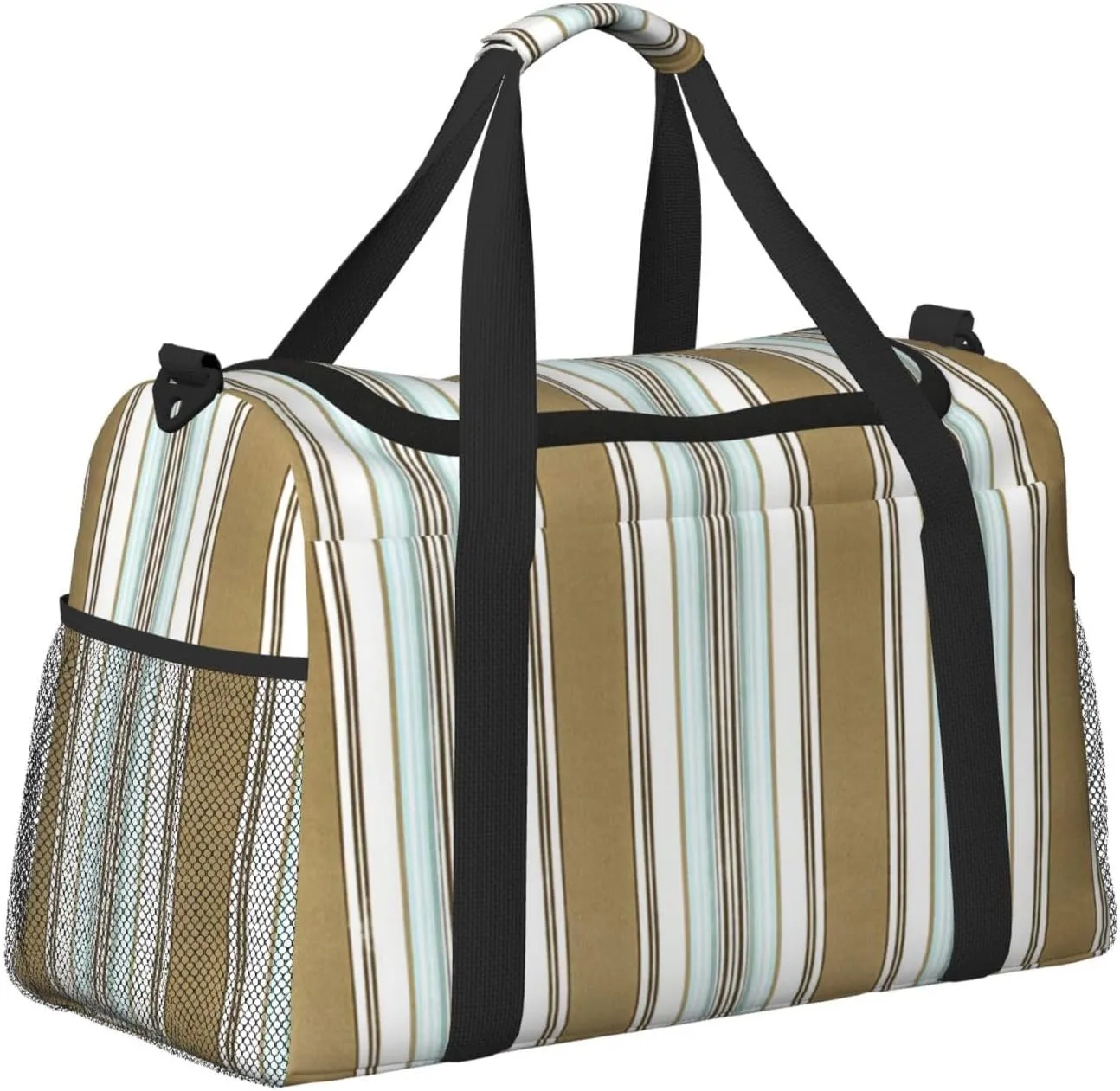 Gray Blue Stripes Travel Duffel Bag Large Foldable Waterproof Overnight Bag For Beach Swim Bags Pool Sports Gym