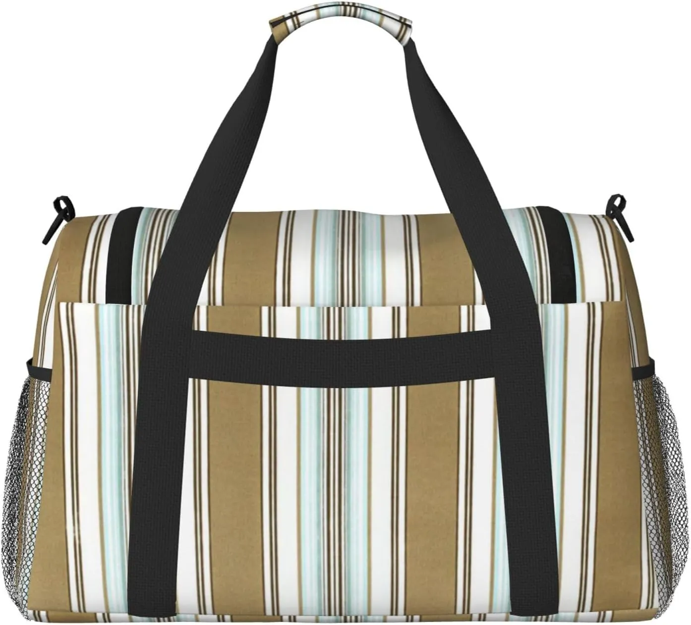 Gray Blue Stripes Travel Duffel Bag Large Foldable Waterproof Overnight Bag For Beach Swim Bags Pool Sports Gym