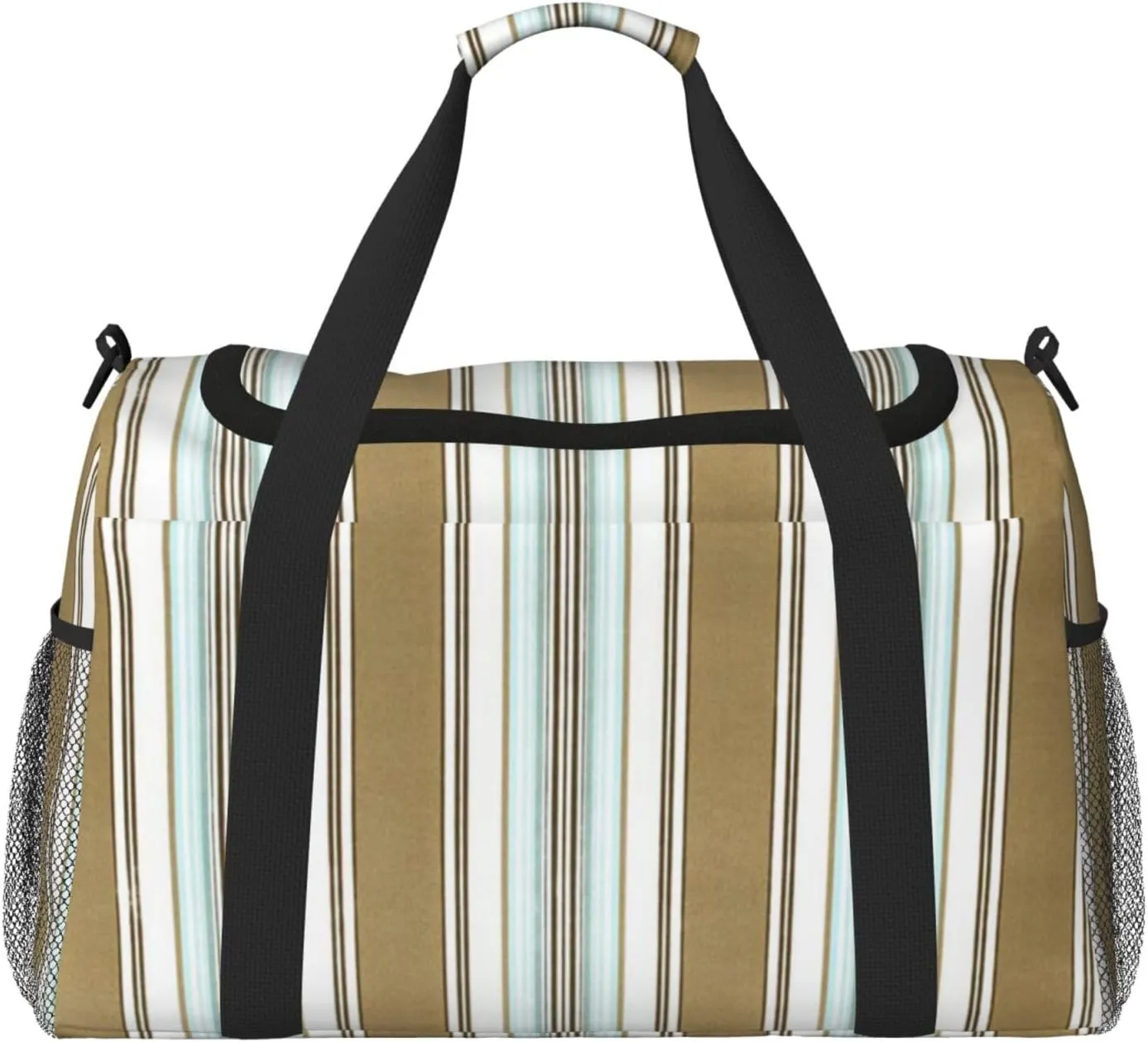 Gray Blue Stripes Travel Duffel Bag Large Foldable Waterproof Overnight Bag For Beach Swim Bags Pool Sports Gym