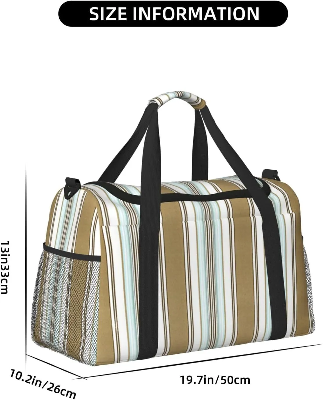 Gray Blue Stripes Travel Duffel Bag Large Foldable Waterproof Overnight Bag For Beach Swim Bags Pool Sports Gym