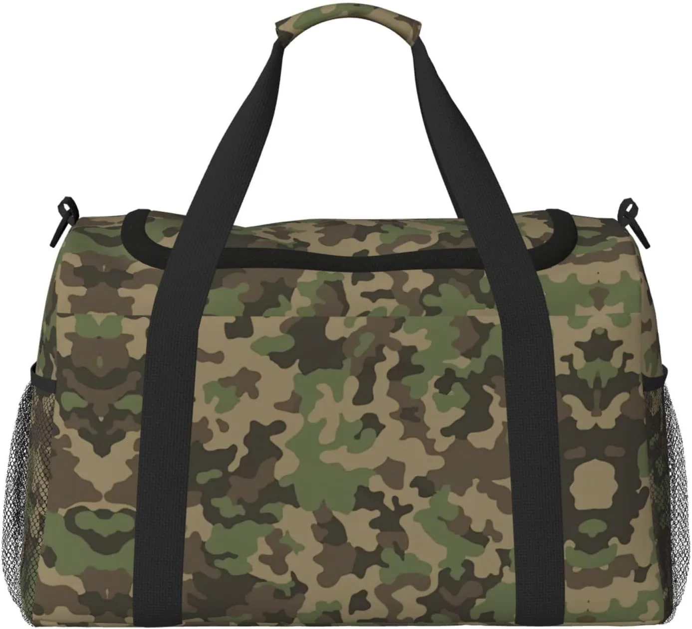 Green camo print Large Canvas Travel Duffel Bag Weekender Bags for Women Overnight Bag Carry On Tote Bag