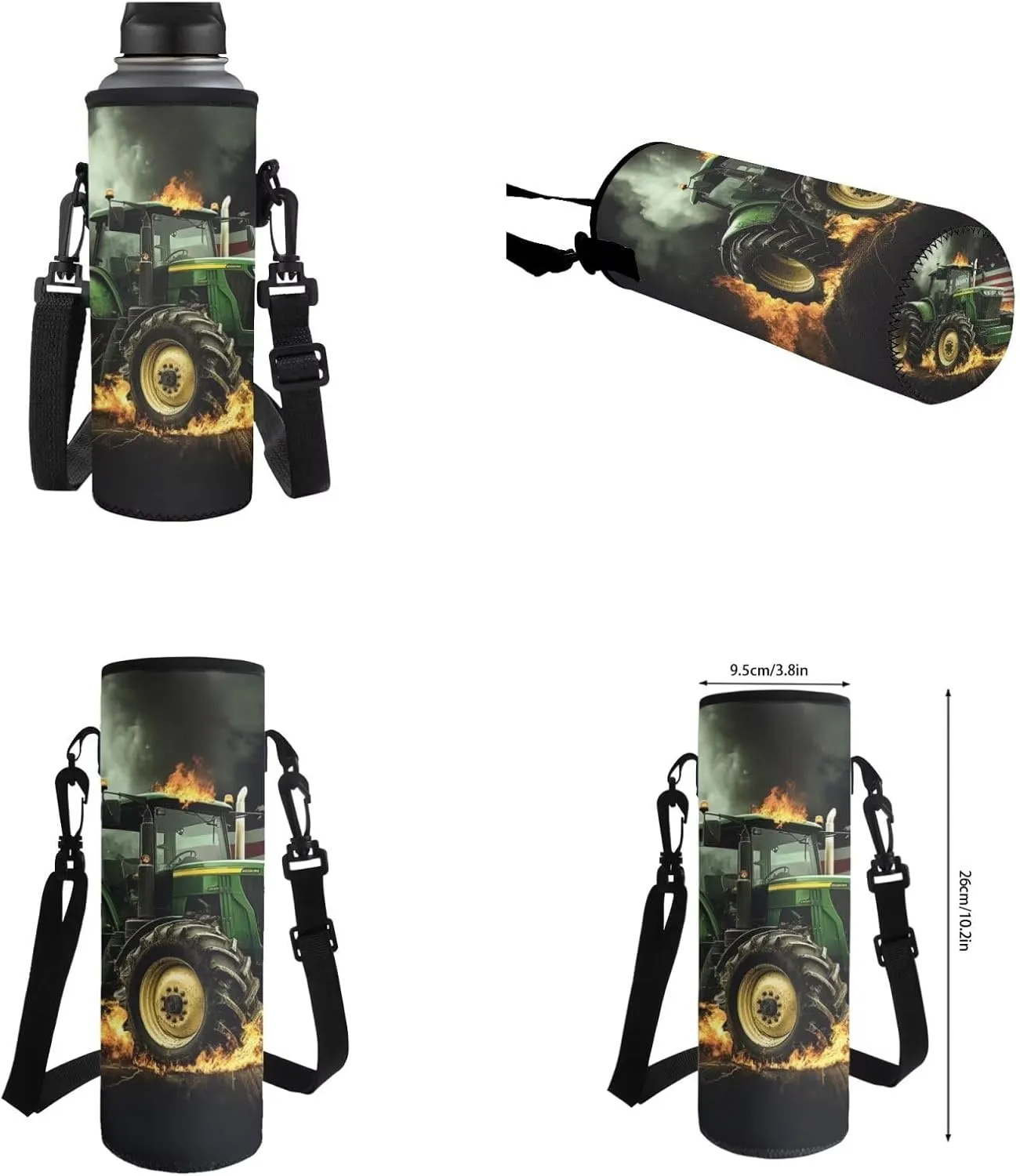 Green Tractor Elementary School Backpack for Boys Kids Bookbags with Lunch Box Bottle Pocket and Pencil Purse 4 in 1 Cool School Bag for Boys Casual Daypack Backpacks for Kids