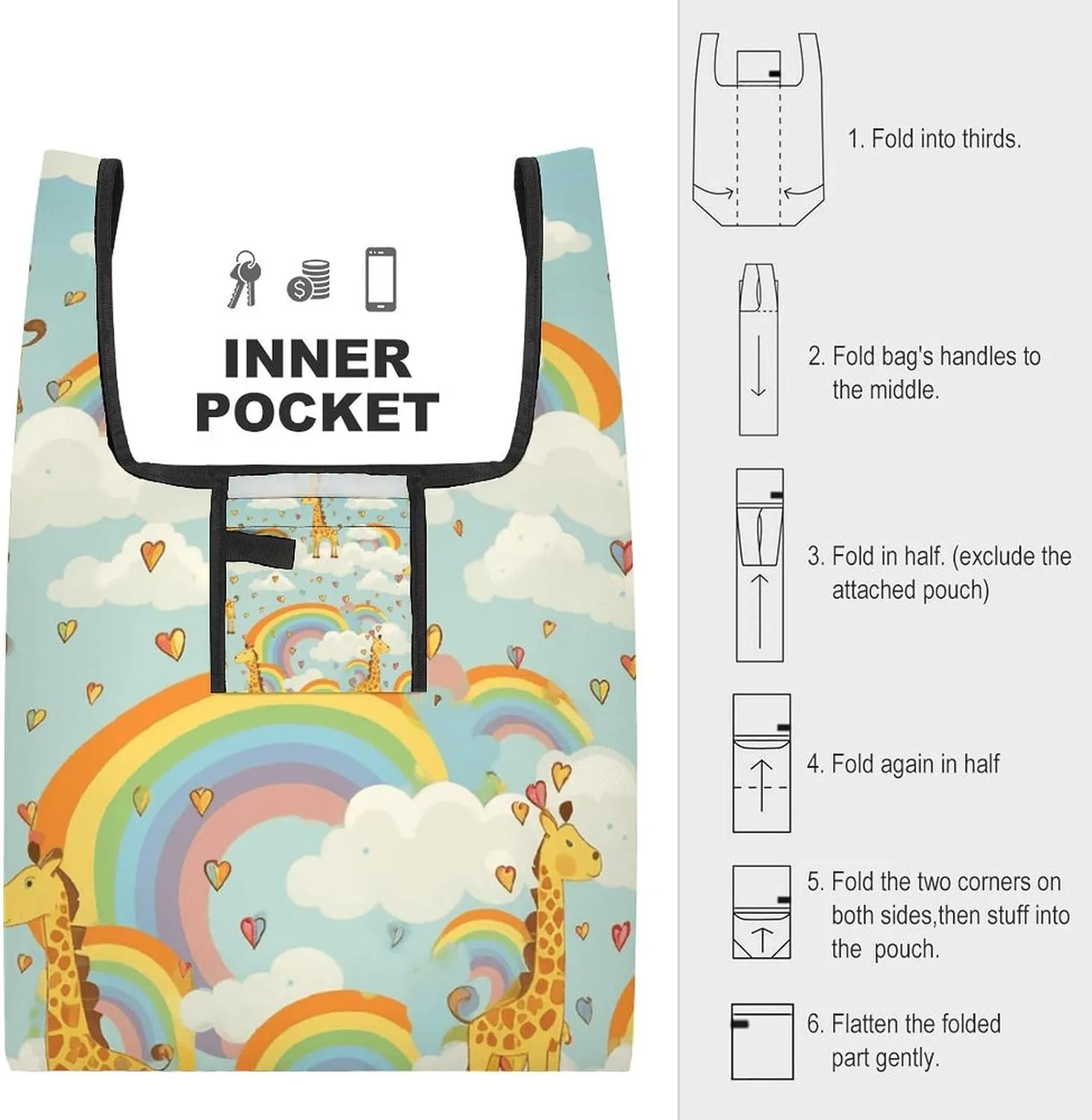 Grocery Bag Reusable Tote Bag Foldable Cartoon Koala Shopping Bag Handbag Washable Shoulder Bag for Travel