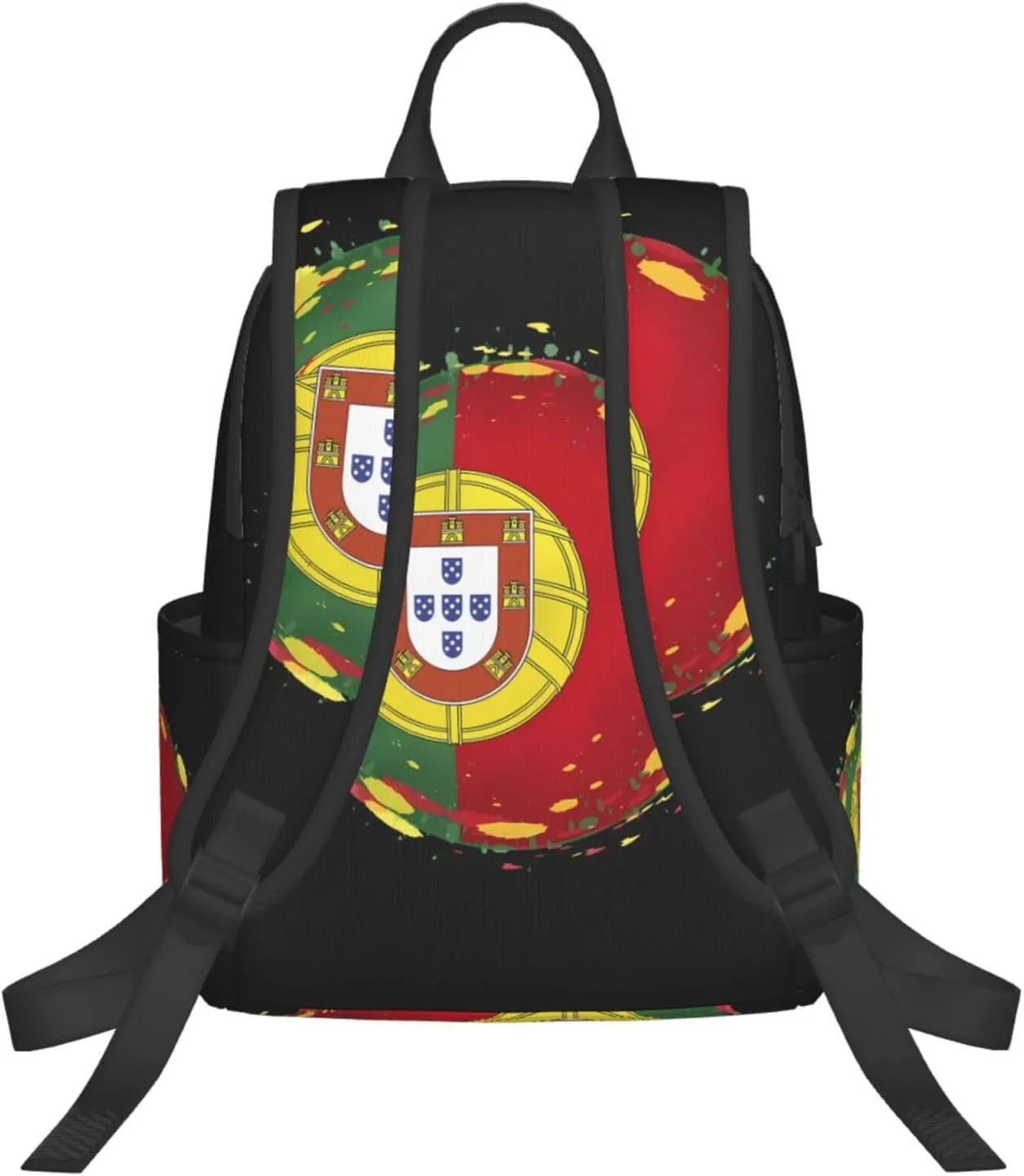 Grunge Portugal Flag Round Casual Backpacks Large Capacity Laptop Backpack Sports Rucksack Travel Daypack Adjustable Shoulder Strap Work Bag for Outdoor Camping