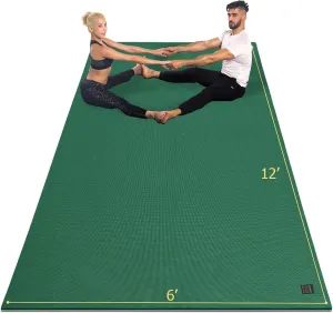 GXMMAT Large Yoga Mat 12'x6'/10'x6'/6'x8'(7mm), Extra Thick Workout Mats for Home Gym Flooring, Ultra Comfortable Non-Slip Quick Resilient Barefoot Wide Exercise Mat for Pilates, Stretching,Meditation