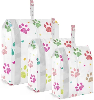 Hand-drawn Paw Travel Storage Bag with Lanyard - Portable Lightweight Classified Storage Bag with Zipper, Dust and Waterproof Travel Packing Cube for Suitcase,3 Pieces