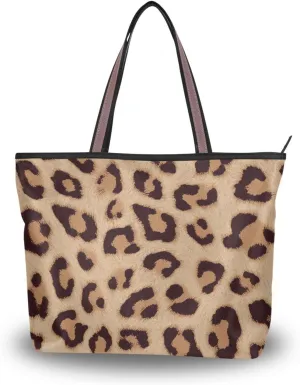 Handbag for Women Leopard Brown Print Shoulder Bag Gym Tote Travel Shopping Satchel