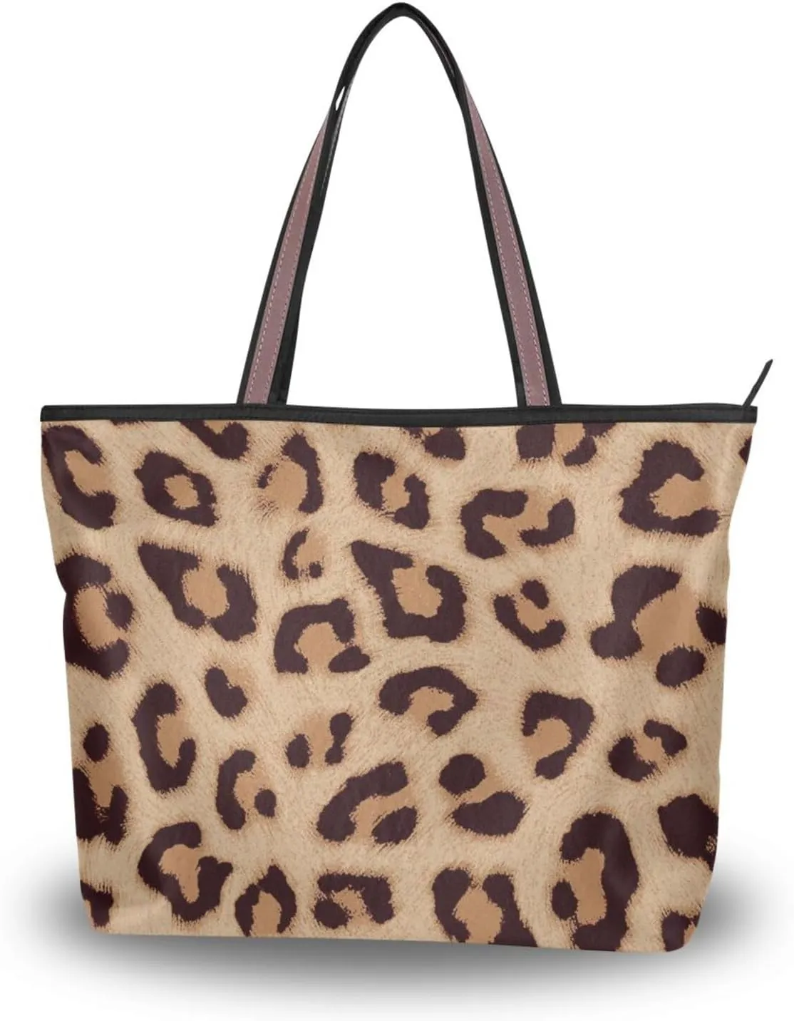 Handbag for Women Leopard Brown Print Shoulder Bag Gym Tote Travel Shopping Satchel