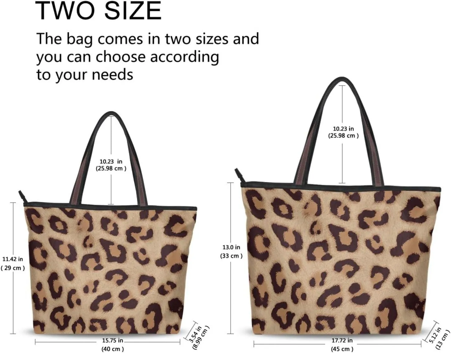 Handbag for Women Leopard Brown Print Shoulder Bag Gym Tote Travel Shopping Satchel