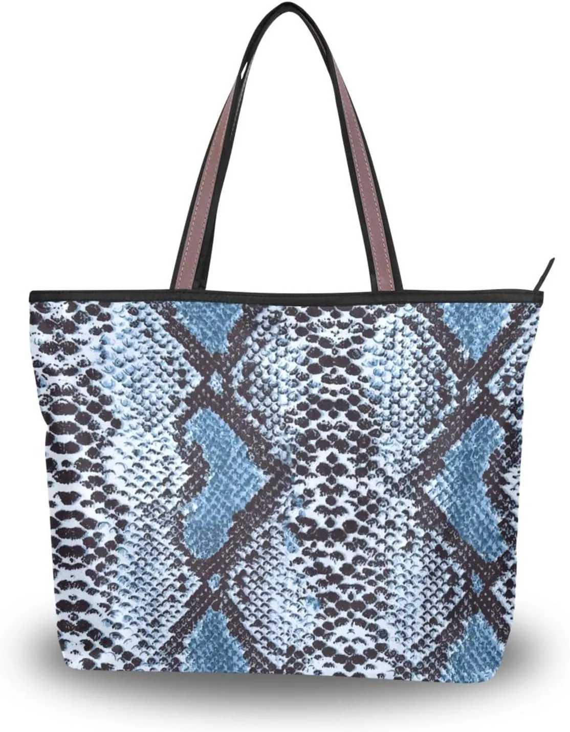 Handbag for Women Snakeskin Blue Shoulder Bag Gym Tote Travel Shopping Satchel