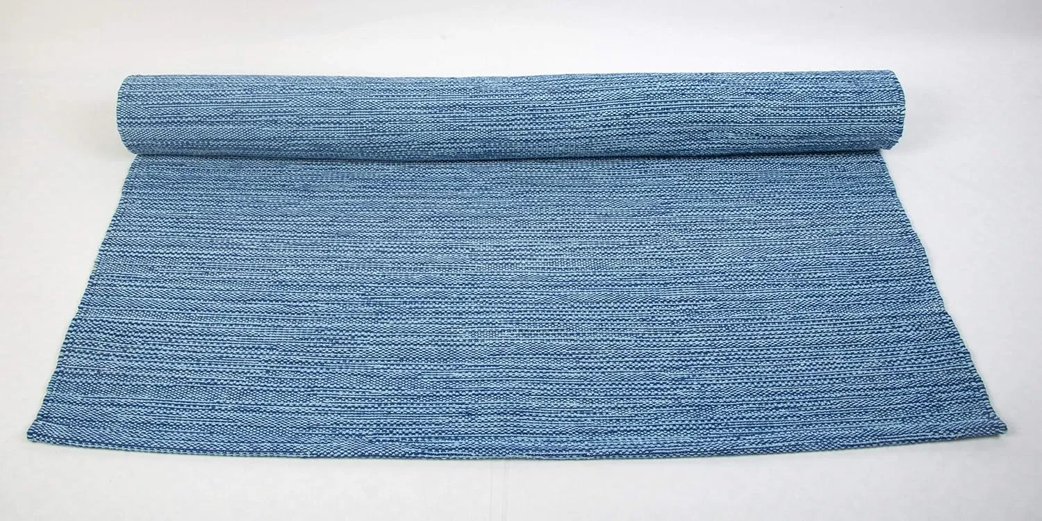 Handmade Organic Cotton Yoga Mat - Non-Toxic, Chemical-free and All Natural Cloth Yoga Mat - Exercise, Workout, & Fitness Rug - Woven Material - Absorbent & Washable - 78" x 27"