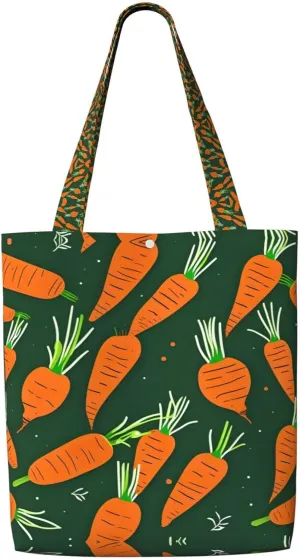 Happy Carrot Print Reusable Grocery Bags,Polyester Tote Bag,Casual Handbags,Practical Foldable Shopping Bag.