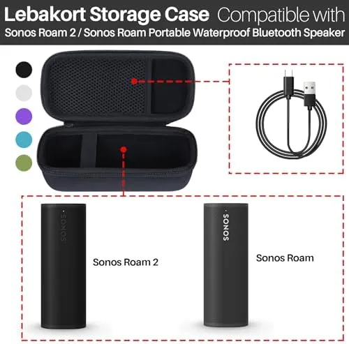 Hard Case Compatible with Sonos Roam 2 / Sonos Roam/Sonos Roam SL Portable Waterproof Speaker (Off White Case)