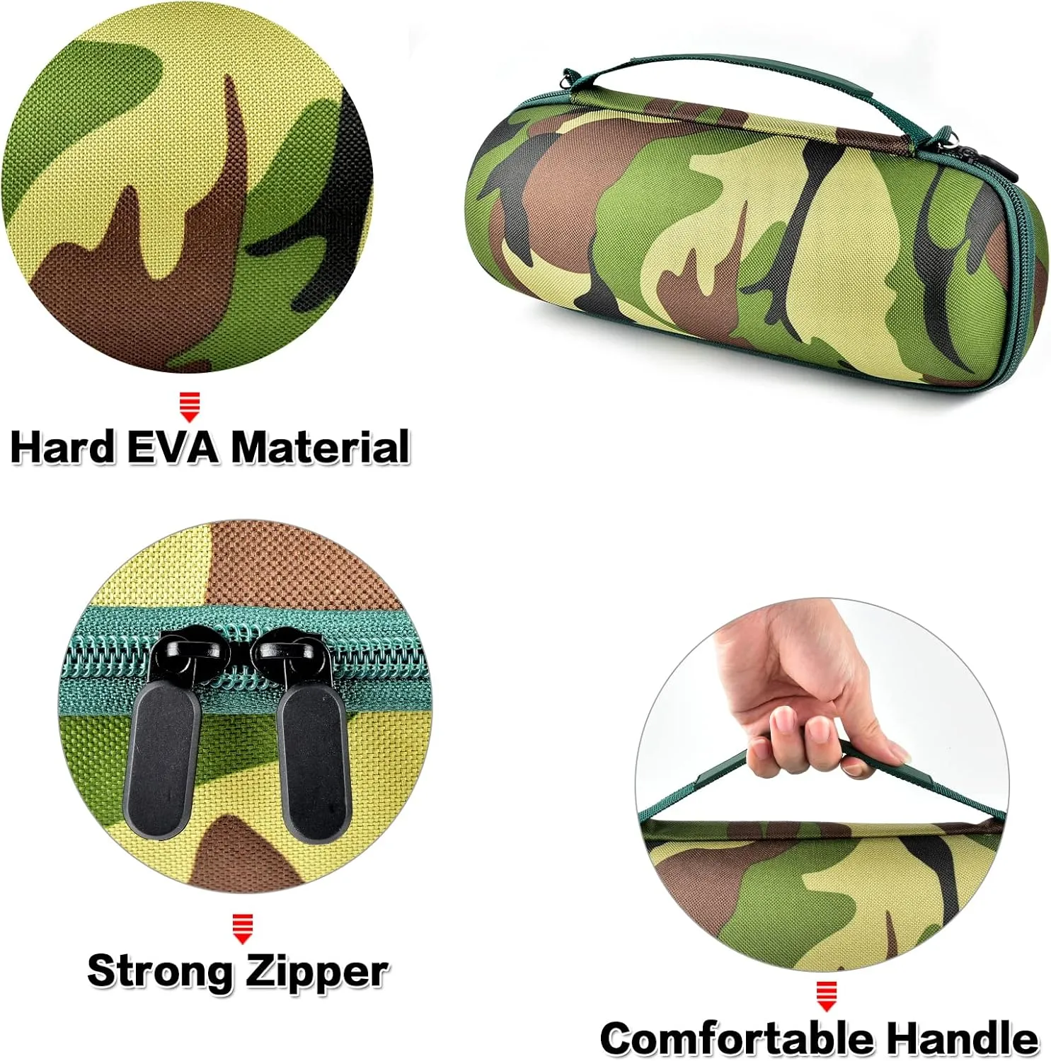 Hard Travel Case for JBL Charge 4/ Charge 5 Waterproof Bluetooth Speaker. Carrying Storage Bag Fits Charger and USB Cable - Squad Camo (Case Only)