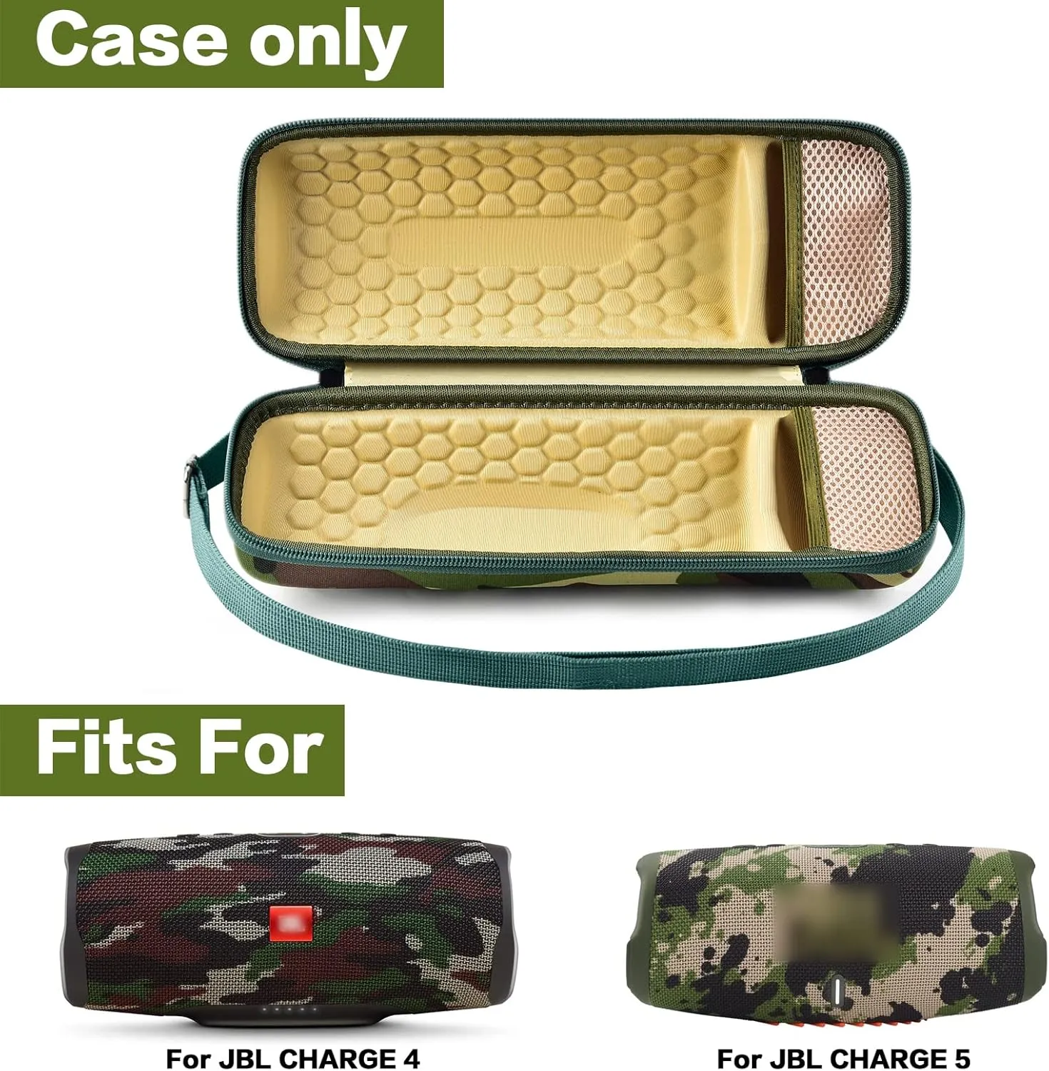 Hard Travel Case for JBL Charge 4/ Charge 5 Waterproof Bluetooth Speaker. Carrying Storage Bag Fits Charger and USB Cable - Squad Camo (Case Only)