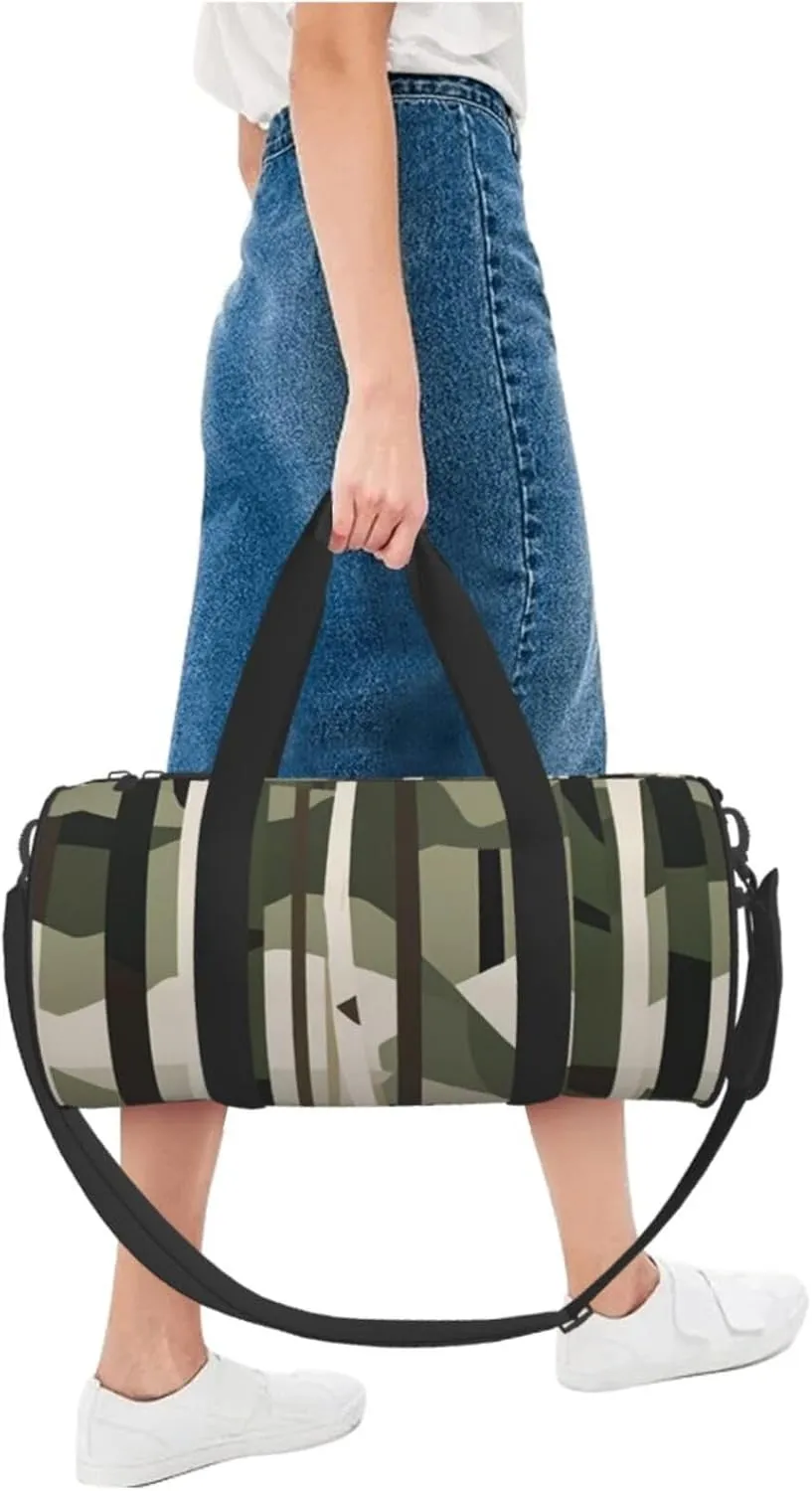 Hardwoods Green Camo Printed Travel Bag,Round Personal Item Storage bag,Foldie Duffel Bag for Traveling Vacation,Fitness,Sports