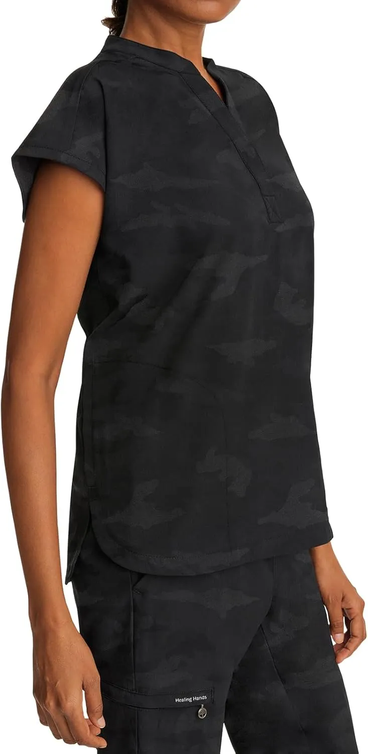 Healing Hands Scrub Top for Women Modern Fit Tee with 2 Pockets, Moisture Wicking, 360° Stretch and Quick Dry Fabric 2352