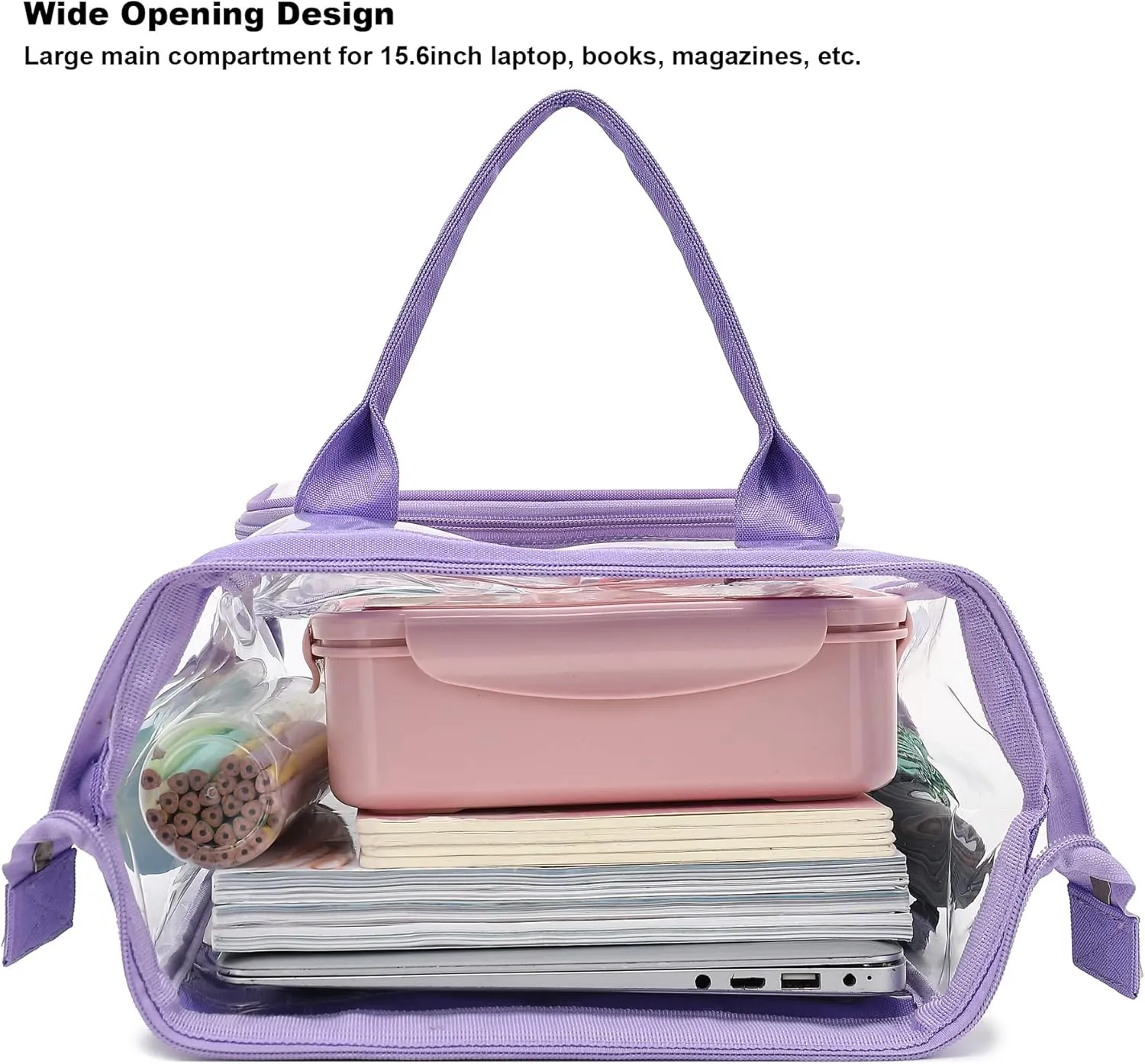 Heavy Duty Clear Backpack for Men Women, School Bag Bookbag PVC Plastic Transparent Backpacks for Boys Girls (Lavender Purple)