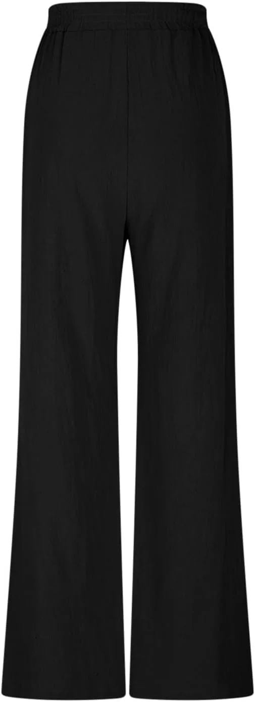 HGps8w Women's Summer Cotton Linen Loose Palazzo Pants Boho Trendy Wide Leg High Waisted Lounge Trousers with Pockets