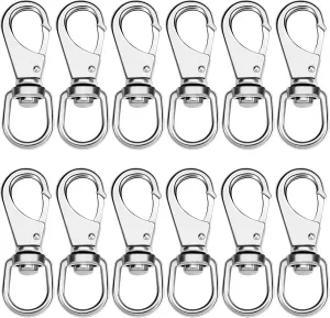 Hicarer 12 Pcs Stainless Steel Swivel Snap Hooks 3.5 Inch Heavy Duty Flag Clips Diving Clip Spring Hooks for Dog leashes Keychains Boat Ropes Bird Feeders Pet Chains
