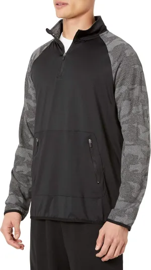 Hickey Freeman Men's Camo Jacquard Sleeve Quarter Zip