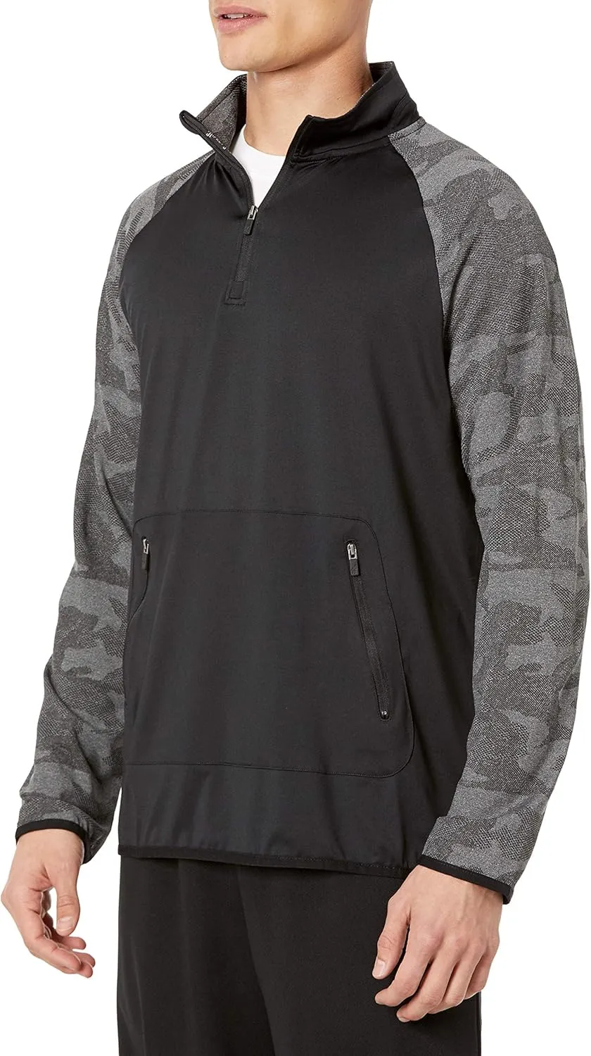 Hickey Freeman Men's Camo Jacquard Sleeve Quarter Zip