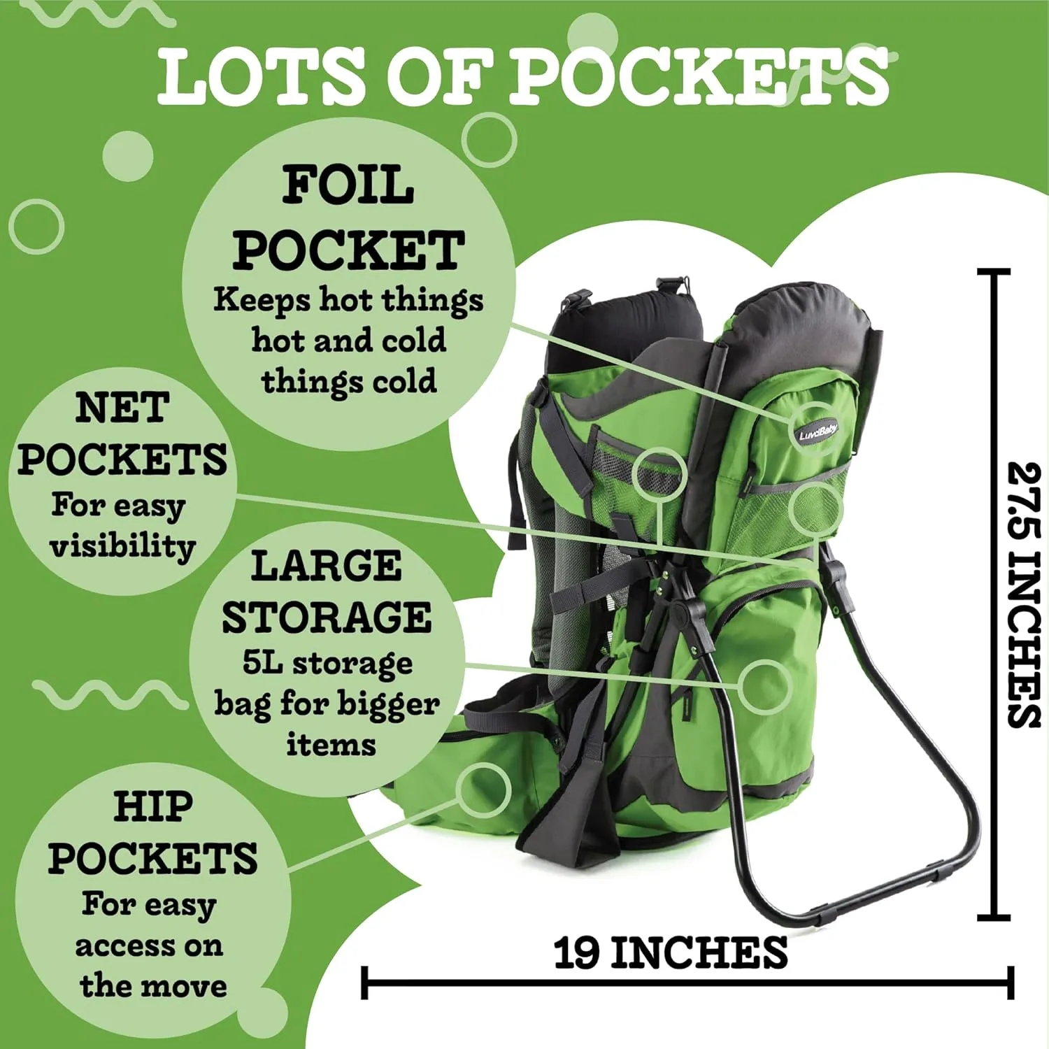 Hiking Baby Carrier Backpack - Comfortable Toddler/Baby Backpack Carrier System with Diaper Change Pad, Insulated Pocket   Rain and Sun Hood to Protect Your Child
