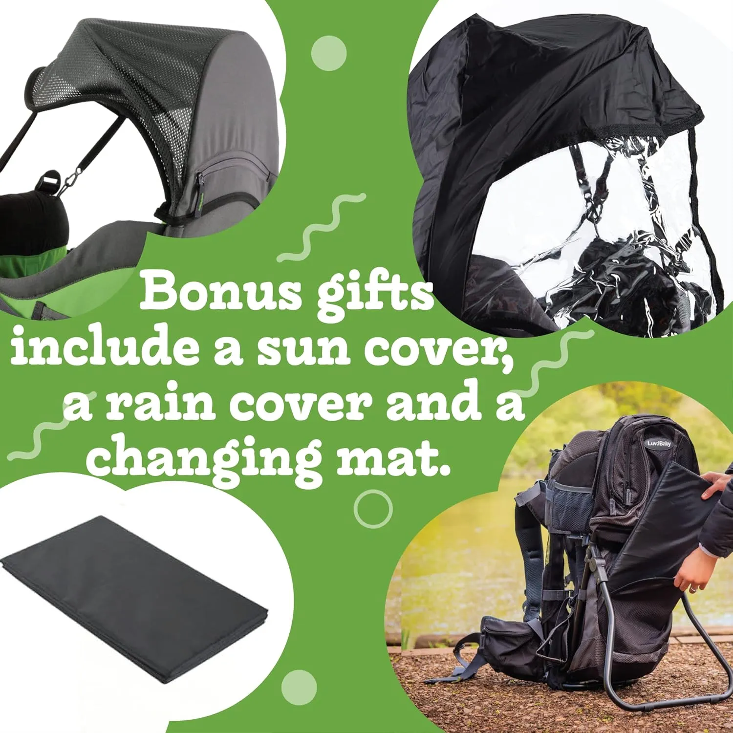 Hiking Baby Carrier Backpack - Comfortable Toddler/Baby Backpack Carrier System with Diaper Change Pad, Insulated Pocket   Rain and Sun Hood to Protect Your Child